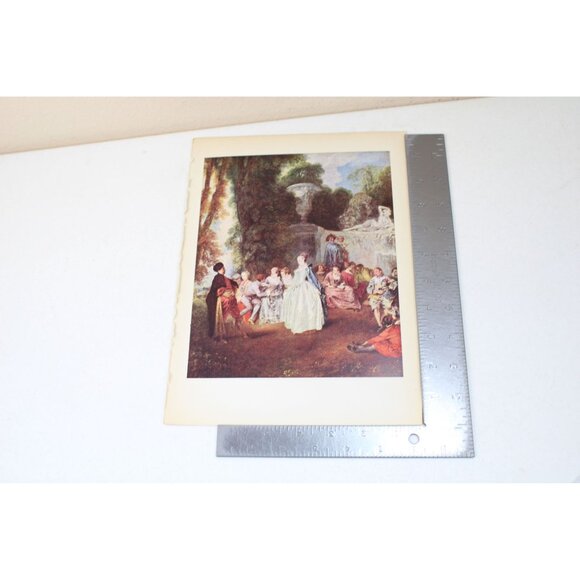 Watteau Fete Champetre Print Vintage 93418 French School - Picture 4 of 5